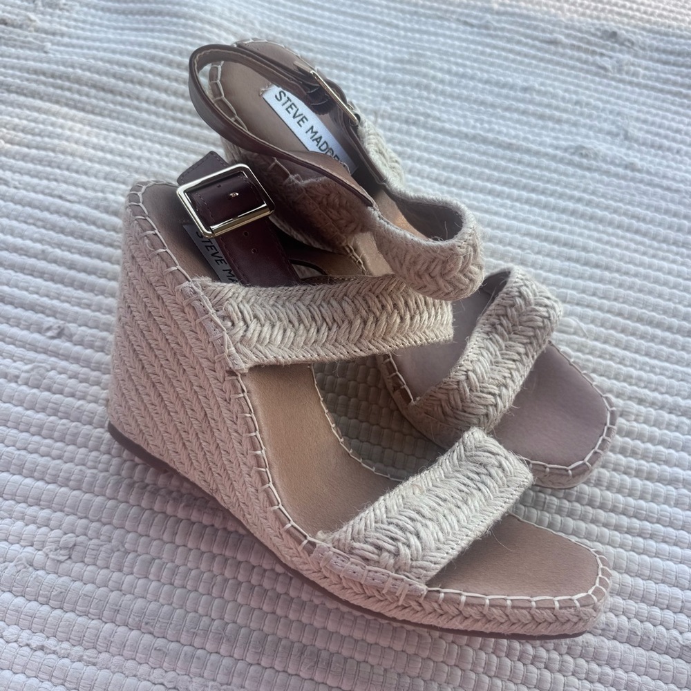 Steve Madden Natural Beige Size 10 Espadrille Wedge Sandals - Picture 10 of 10